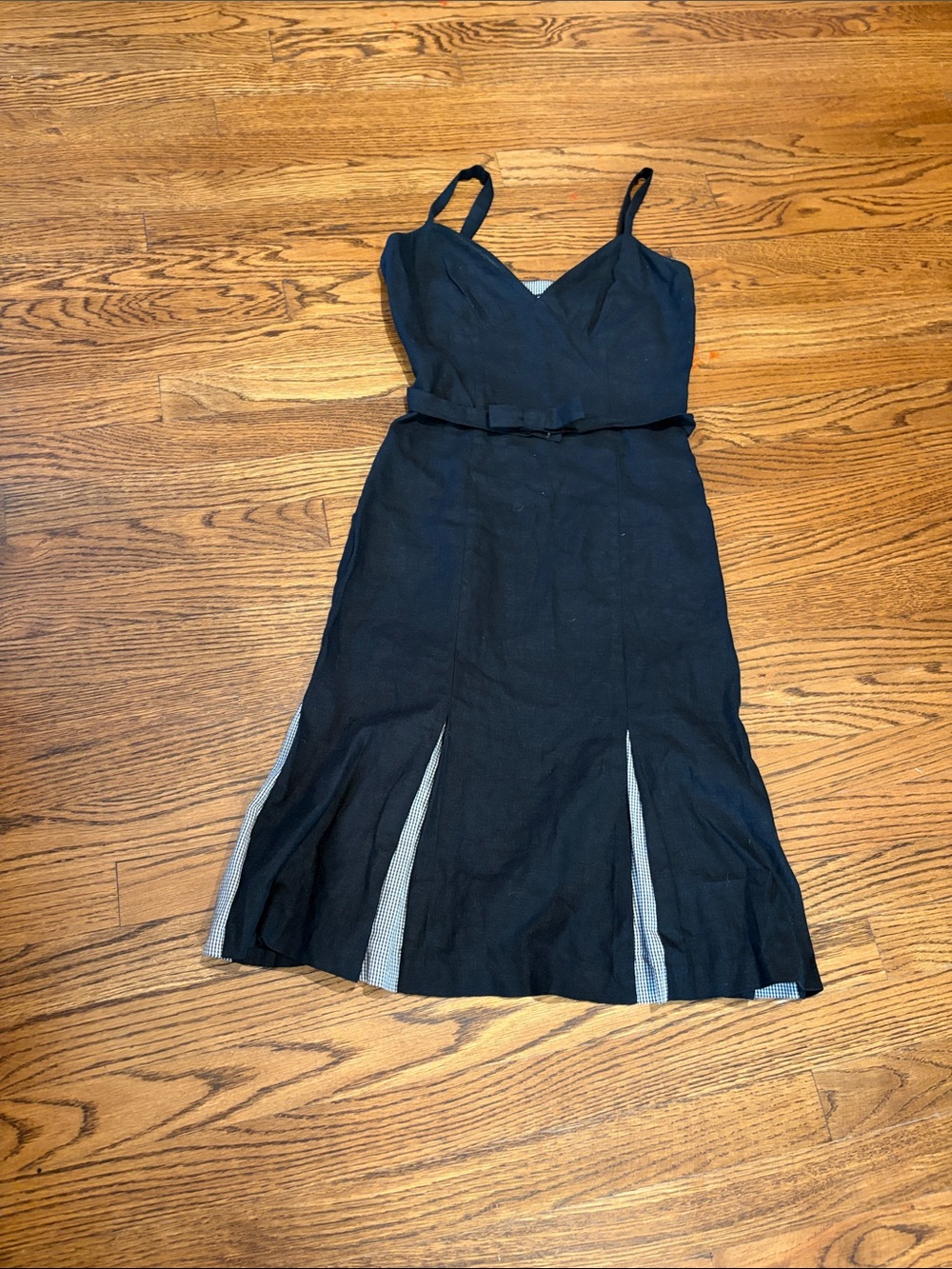 Vintage Betsey Johnson Black Midi Dress with checkerboard Inset Panels